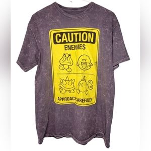SUPER MARIO ENEMIES T SHIRT MENS GRAY LARGE  Goomba BOO Bomb-Omb BOWSER